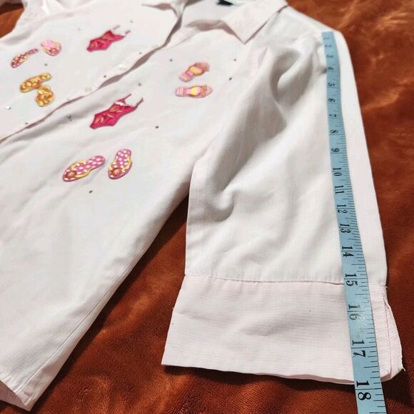 Mili Design Blouse Embroidered Beach Sandals Bikini Rhinestones Size Medium - Picture 8 of 15